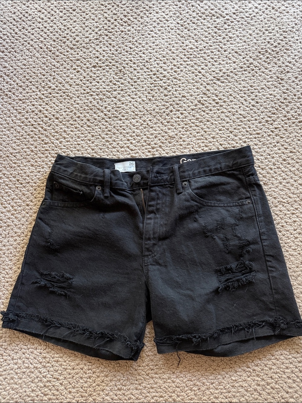 GAP Black Distressed High-Rise Jean Shorts